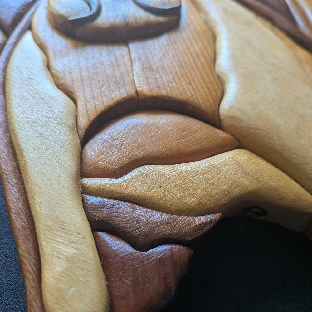 Boxer Dog Intarsia Wood Wall Art Handmade 3D Portrait Plaque 16